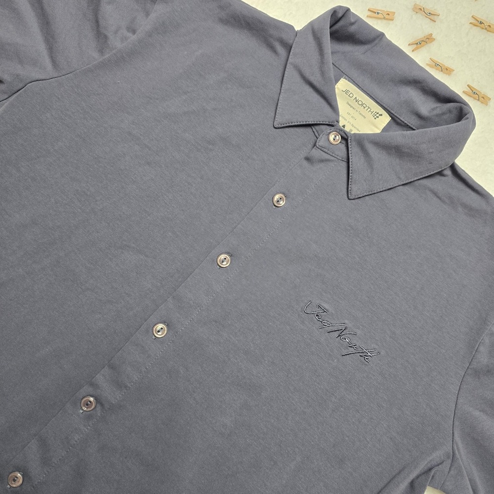 JED NORTH Button‎ Down Shirt Short Sleeve Casual Modern Gray Menswear